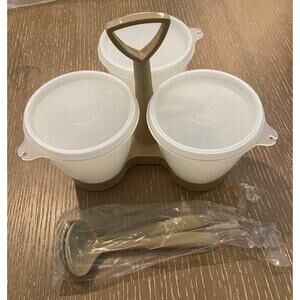 Vintage Beige and White Condiment Caddy 757-3 Brand New